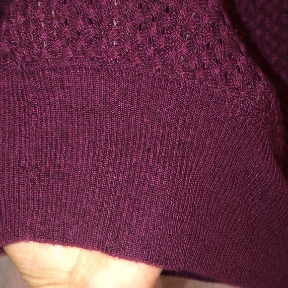 Lane Bryant 14 Burgundy Open Stitch Knit Boatneck Sweater - Picture 7 of 12